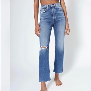 NWT RE/DONE Ultra High Rise Stove Pipe Jeans Sz 25